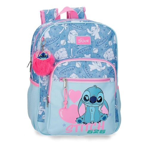 Mochila Hearts Stitch Disney 38cm adaptável