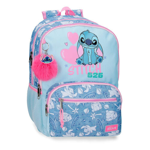 Mochila Hearts Stitch Disney 44cm adaptável