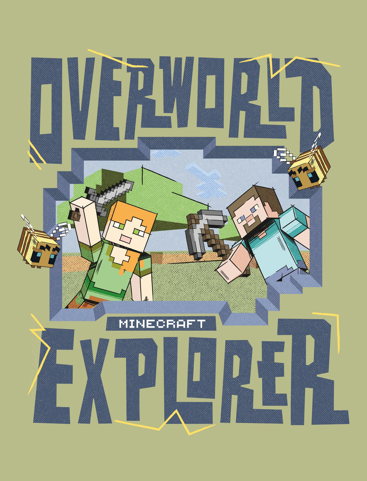 Manta Polar Coralina Minecraft Overworld Explorer 130 × 170 cm — imagem principal