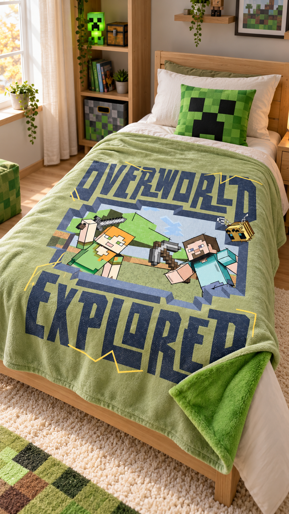 Manta Polar Coralina Minecraft Overworld Explorer 130 × 170 cm