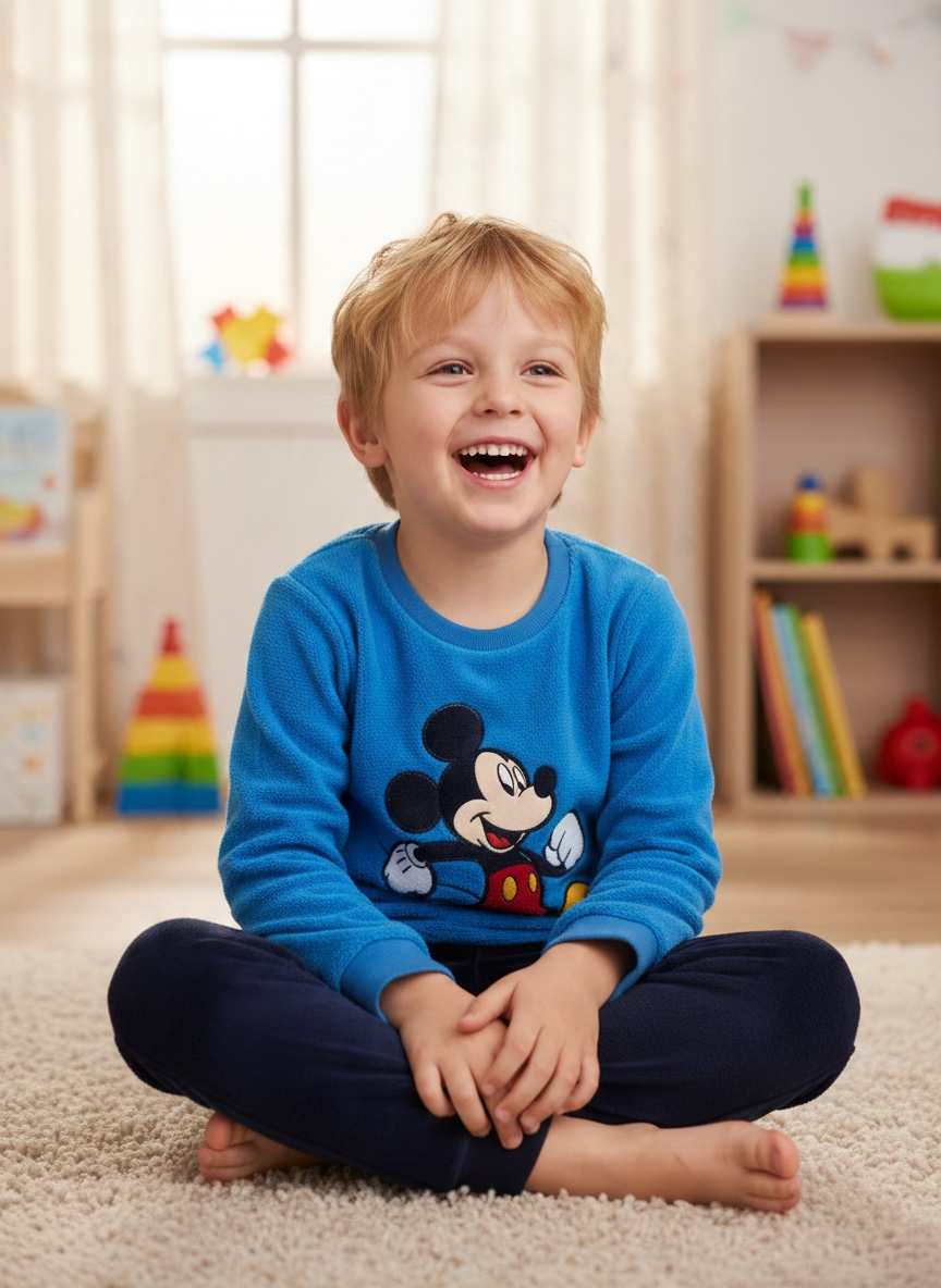 Pijama Coralina Mickey Disney Azul e Azul-Marinho