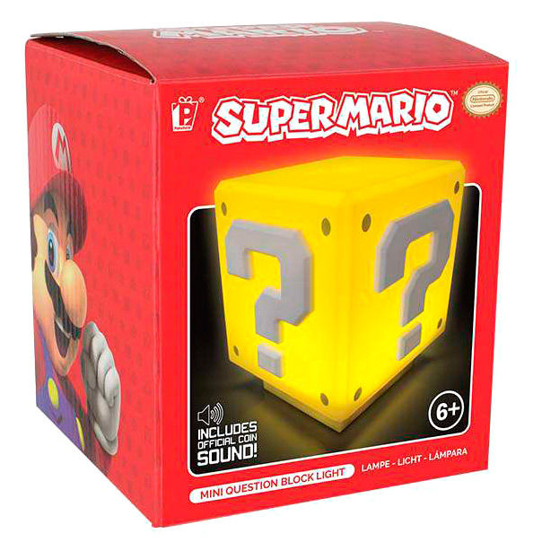 Mini Candeeiro Sonoro em Formato de Bloco de Interrogação Super Mario Bros Nintendo