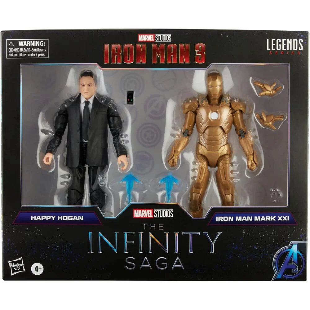 Pack de 2 Figuras Happy Hogan and Iron Man Mark XXI Iron Man 3 The Infinity Saga Marvel 15 cm