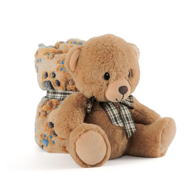 Peluche + manta suave Urso Teddy 22cm