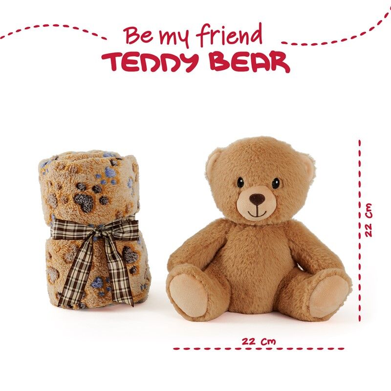 Peluche + manta suave Urso Teddy 22cm