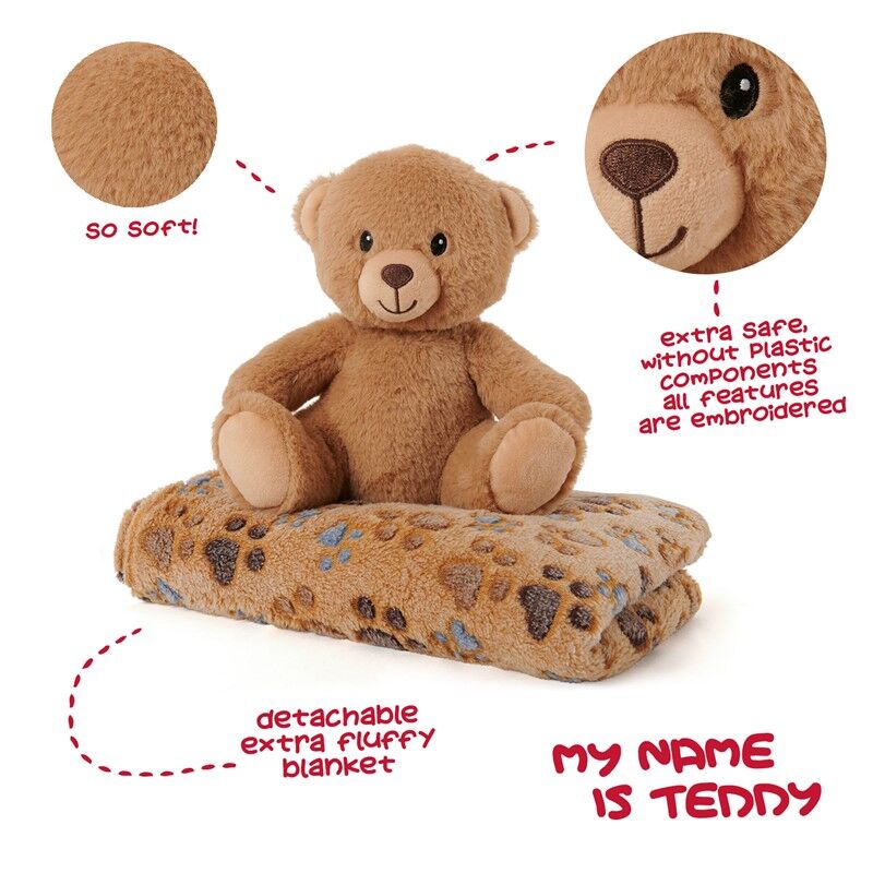Peluche + manta suave Urso Teddy 22cm