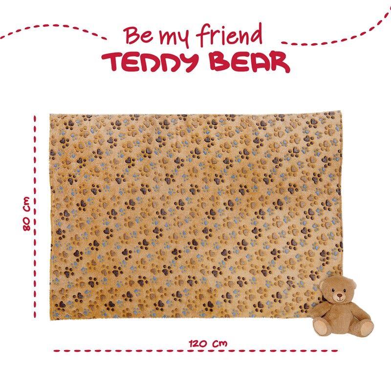 Peluche + manta suave Urso Teddy 22cm