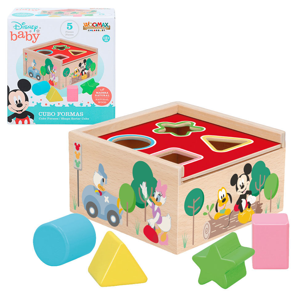 Cubos de madeira com formatos do Mickey e da Minnie da Disney