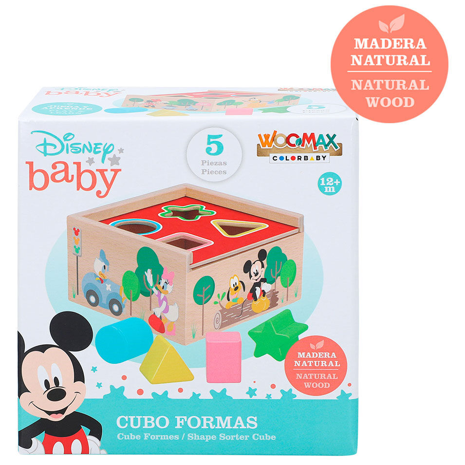 Cubos de madeira com formatos do Mickey e da Minnie da Disney