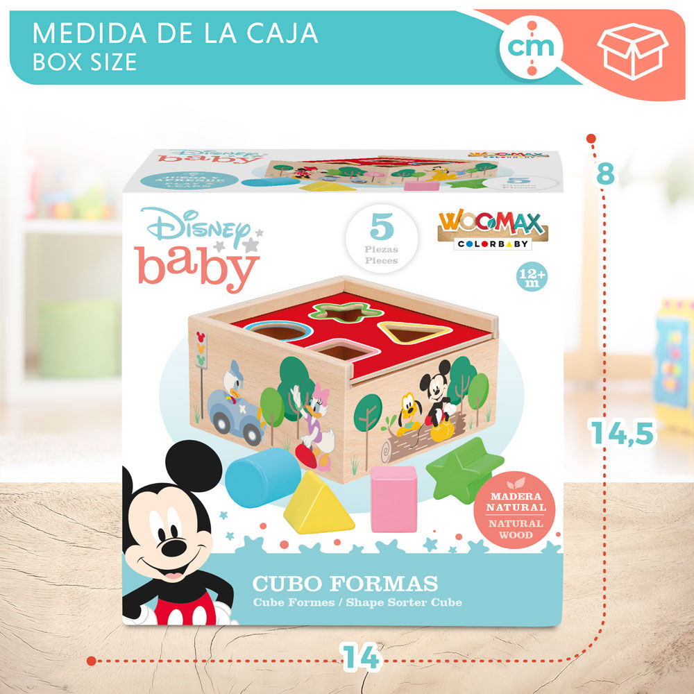 Cubos de madeira com formatos do Mickey e da Minnie da Disney