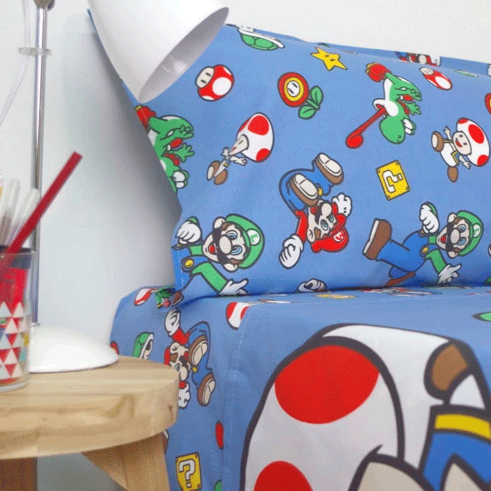 Jogo de lençóis Super Mario Bros de 90 cm