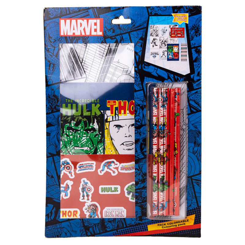 Conjunto de papelaria para colorir Avengers Marvel