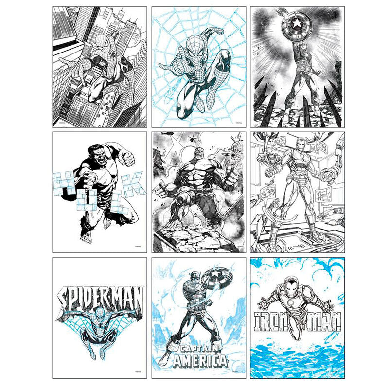 Conjunto de papelaria para colorir Avengers Marvel