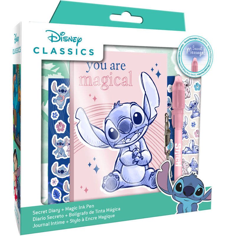 Diário com Caneta Mágica do Stitch da Disney