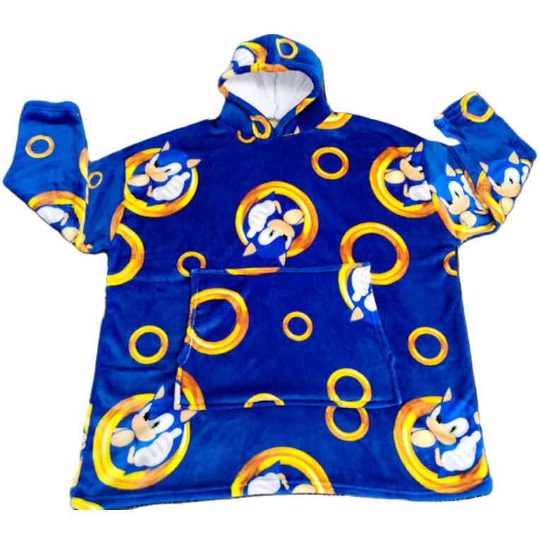 Poncho Sonic the Hedgehog coral tamanho adulto