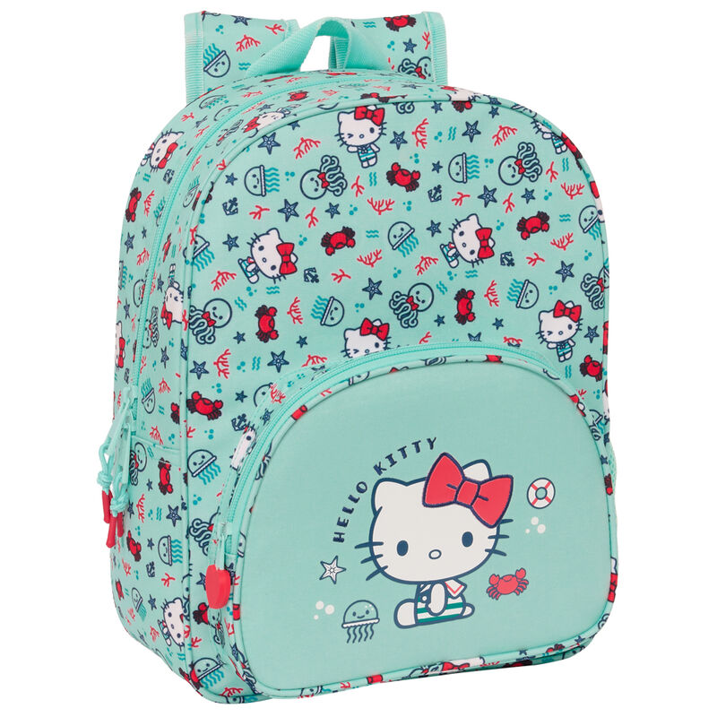 Mochila Hello Kitty para amantes del mar, 34 cm, ajustable.