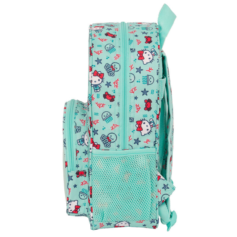Mochila Hello Kitty para amantes del mar, 34 cm, ajustable.