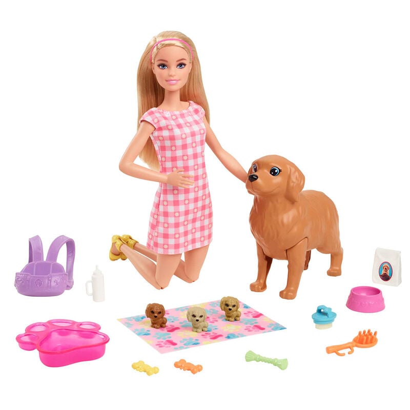 Conjunto Boneca Barbie e Cachorrinhos