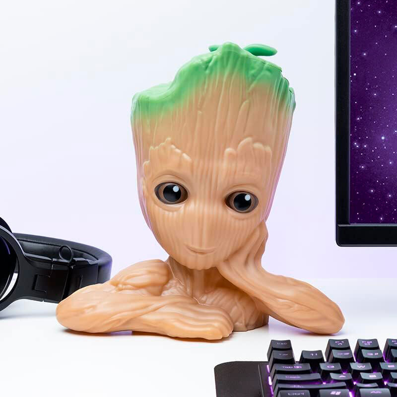 Candeeiro 3D Groot Guardiões da Galáxia Marvel 22cm com som