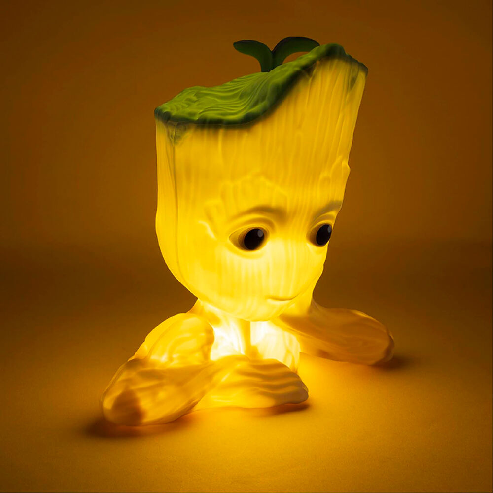 Candeeiro 3D Groot Guardiões da Galáxia Marvel 22cm com som