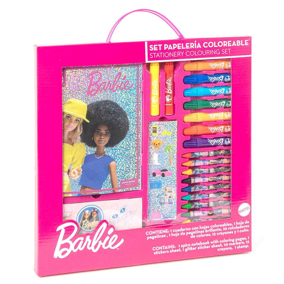 Conjunto de papelaria para colorir Barbie