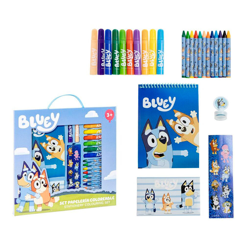 Conjunto de papelaria para colorir Bluey