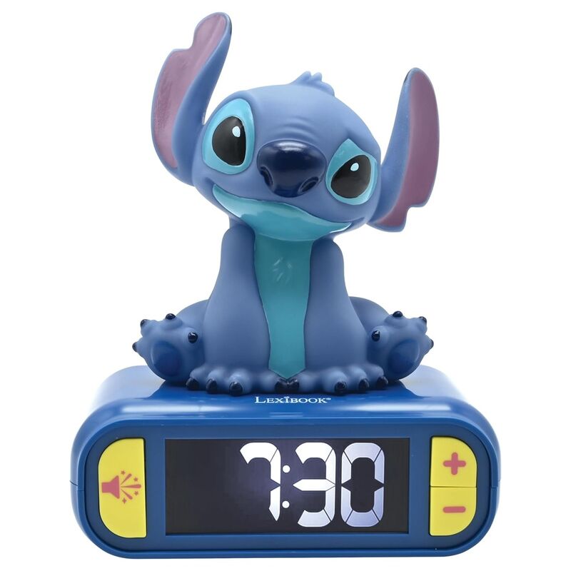 Despertador digital 3D do Stitch da Disney com luz e som.