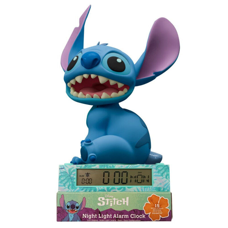 Candeeiro 3D com despertador - Stitch Disney