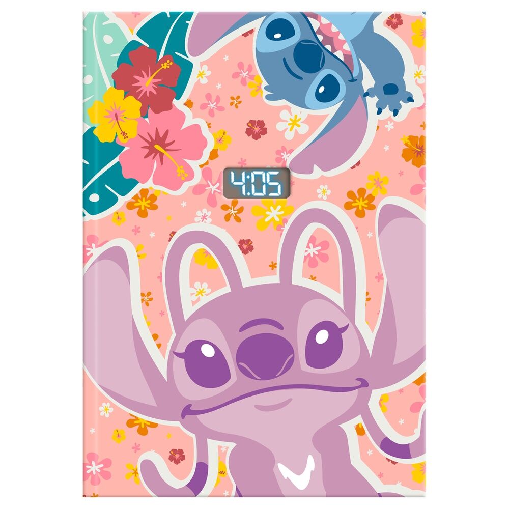 Cuaderno con reloj LED de Stitch de Disney