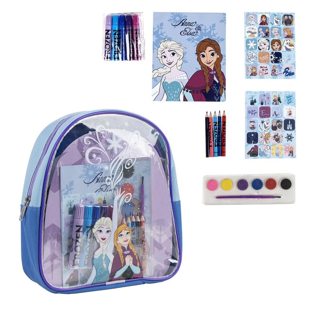 Conjunto de artigos de papelaria para colorir com mochila Frozen Disney