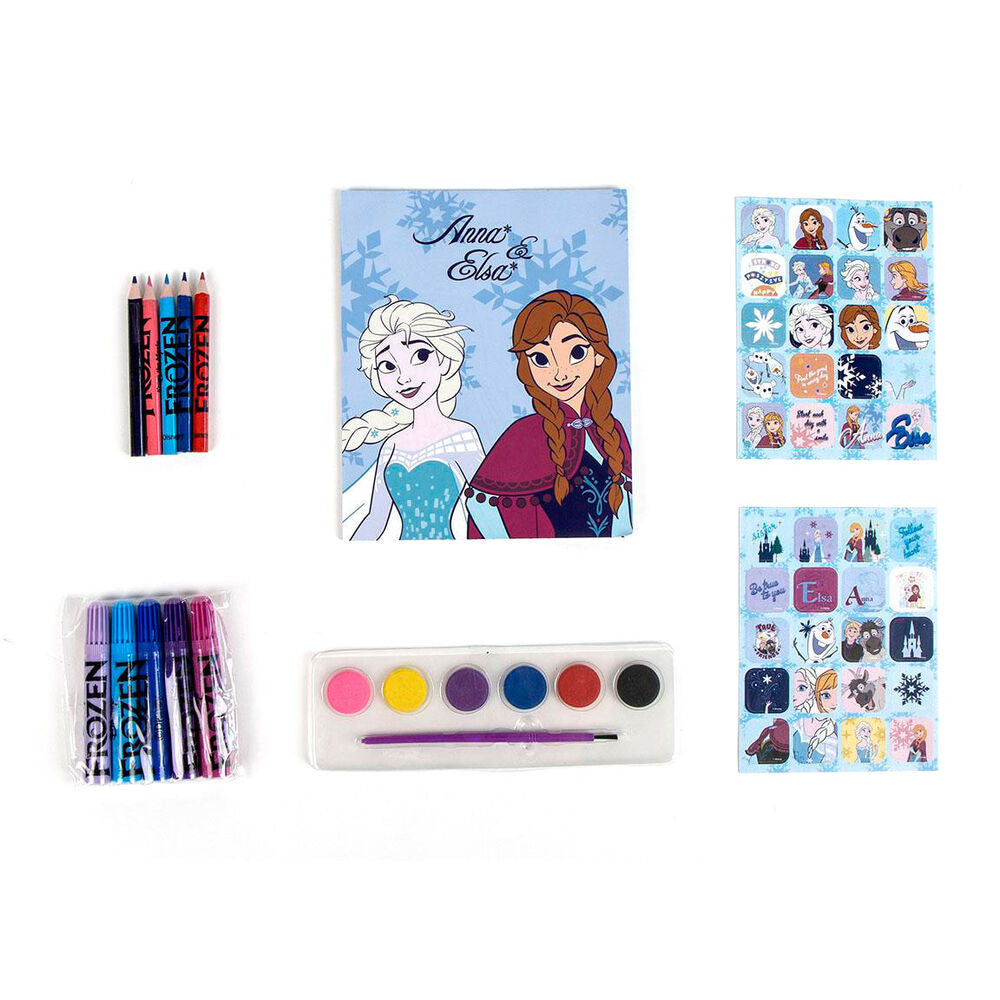 Conjunto de artigos de papelaria para colorir com mochila Frozen Disney