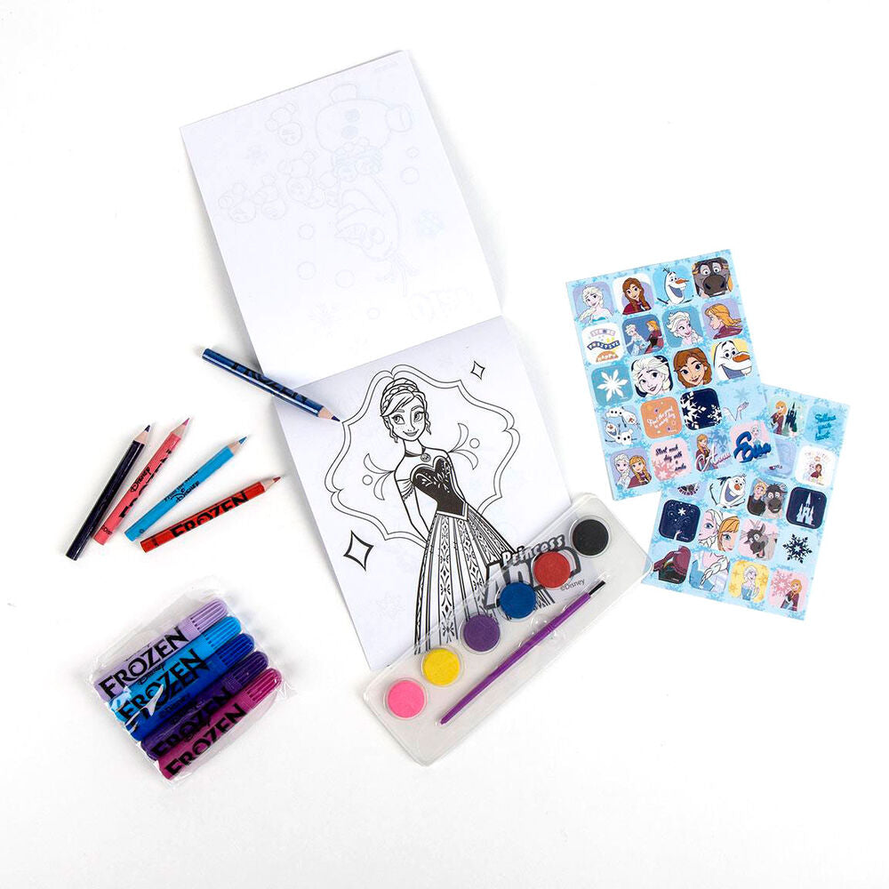 Conjunto de artigos de papelaria para colorir com mochila Frozen Disney