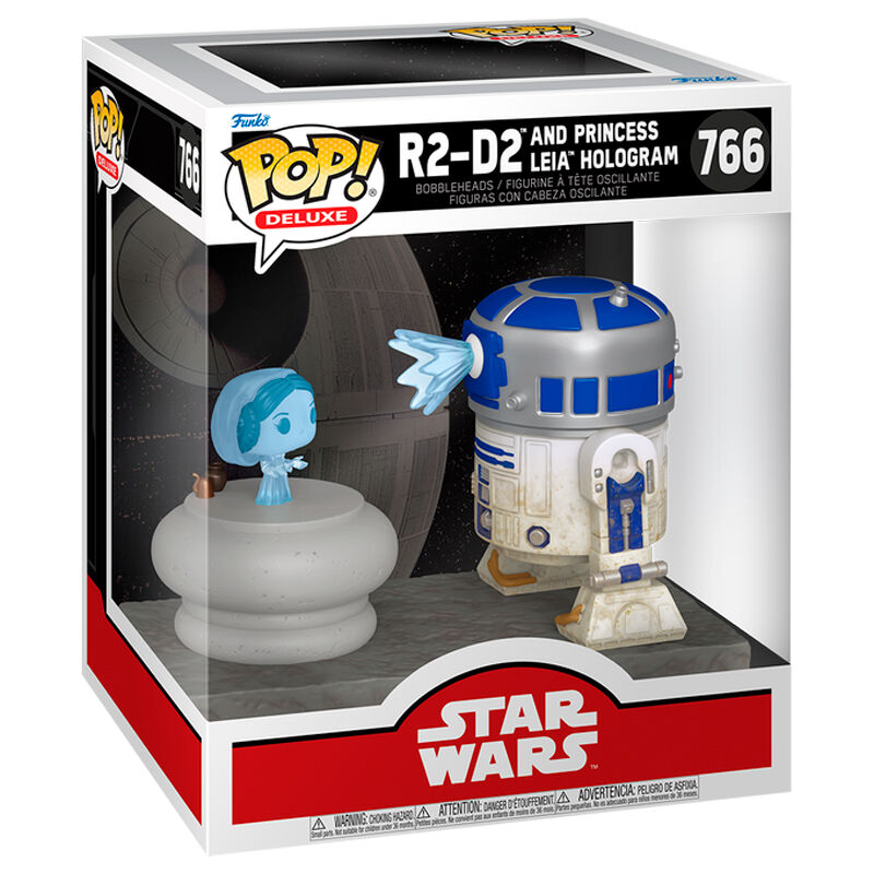 Figura holográfica POP Deluxe de Star Wars de R2-D2 y la Princesa Leia