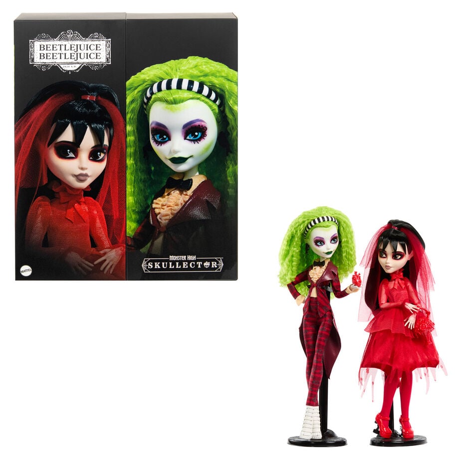 Conjunto 2 Bonecos Beetlejuice & Lydia Monster High Skullector