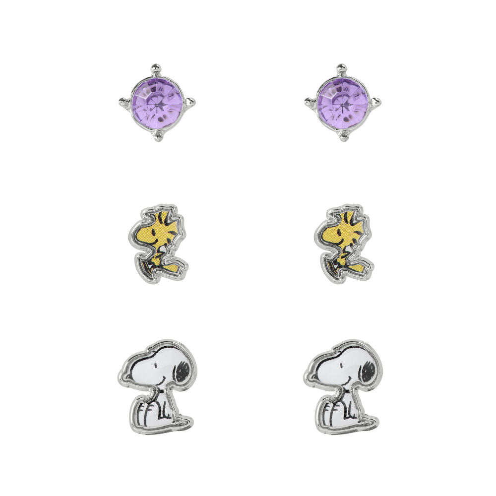 Conjunto de 3 pares de brincos do Snoopy