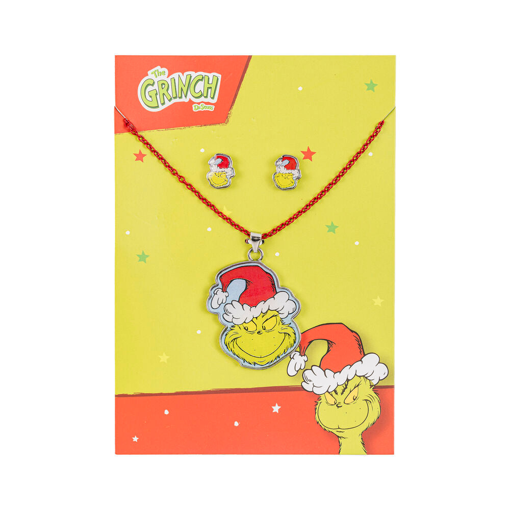 Conjunto de pendente e brincos de Natal do Grinch