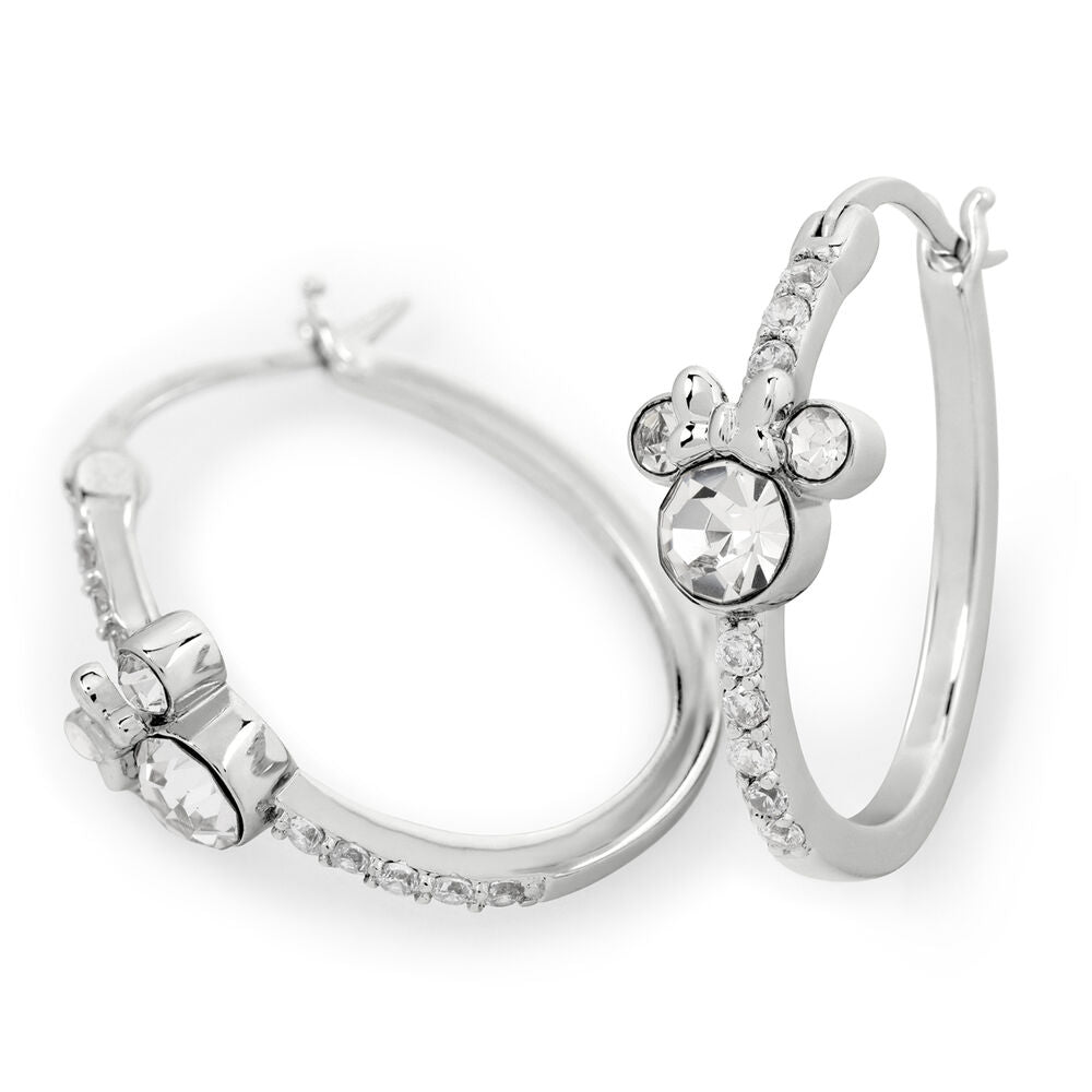 Brincos de argola prateados da Minnie Mouse da Disney