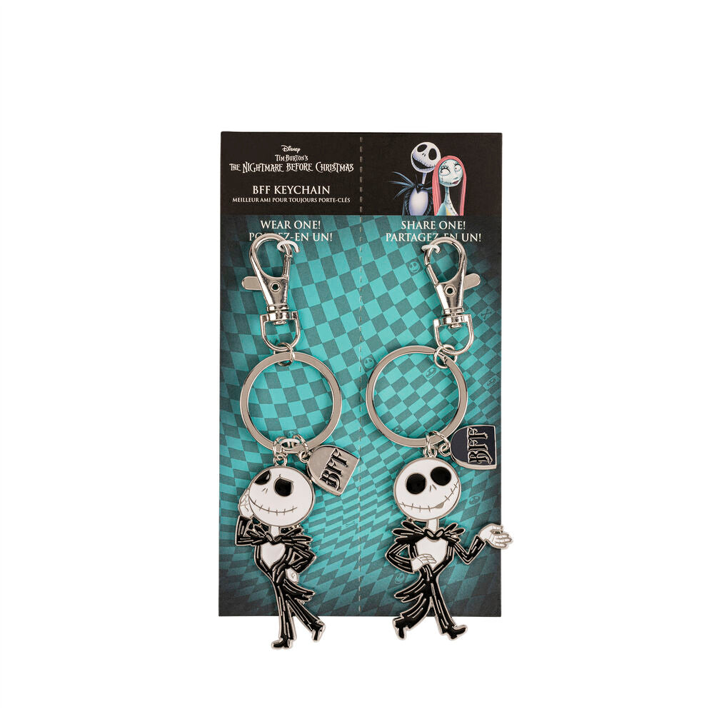 Conjunto de 2 porta-chaves Jack Skellington do filme "O Estranho Mundo de Jack" da Disney.