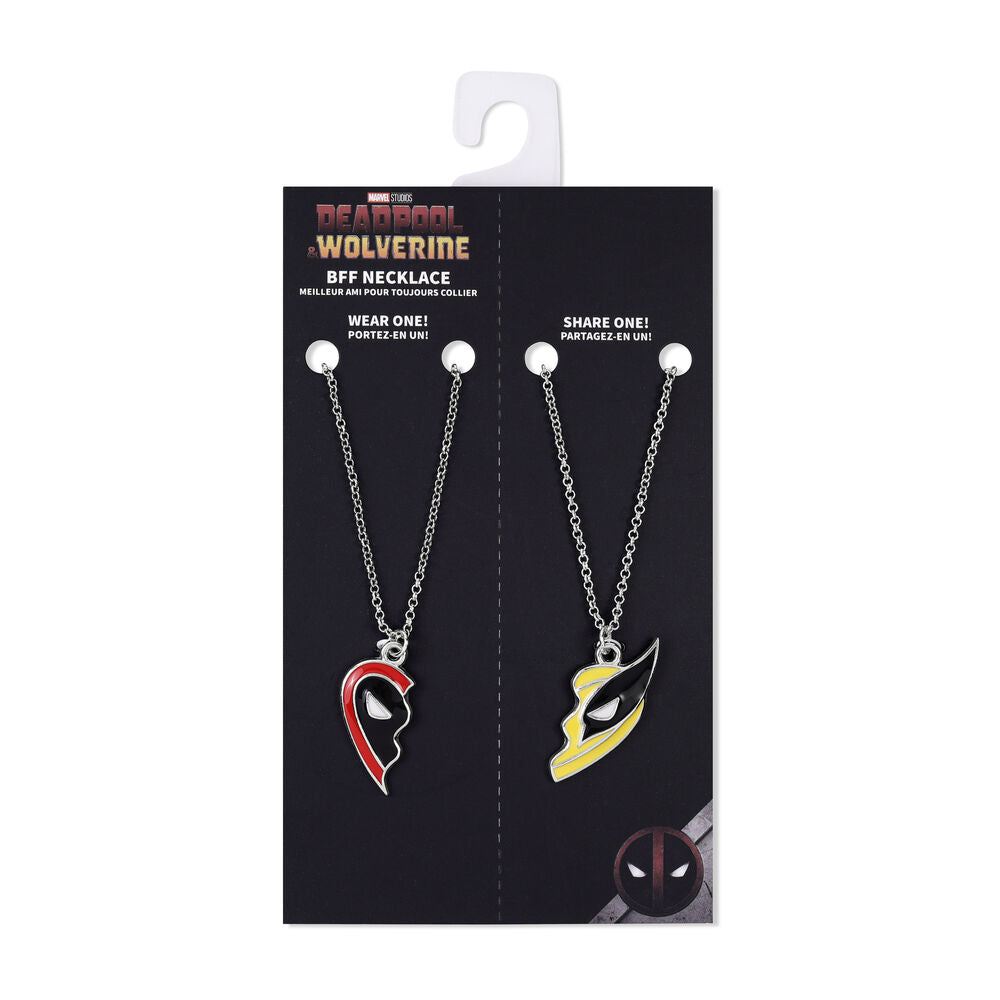 Conjunto com 2 pendentes do Deadpool e do Wolverine da Marvel