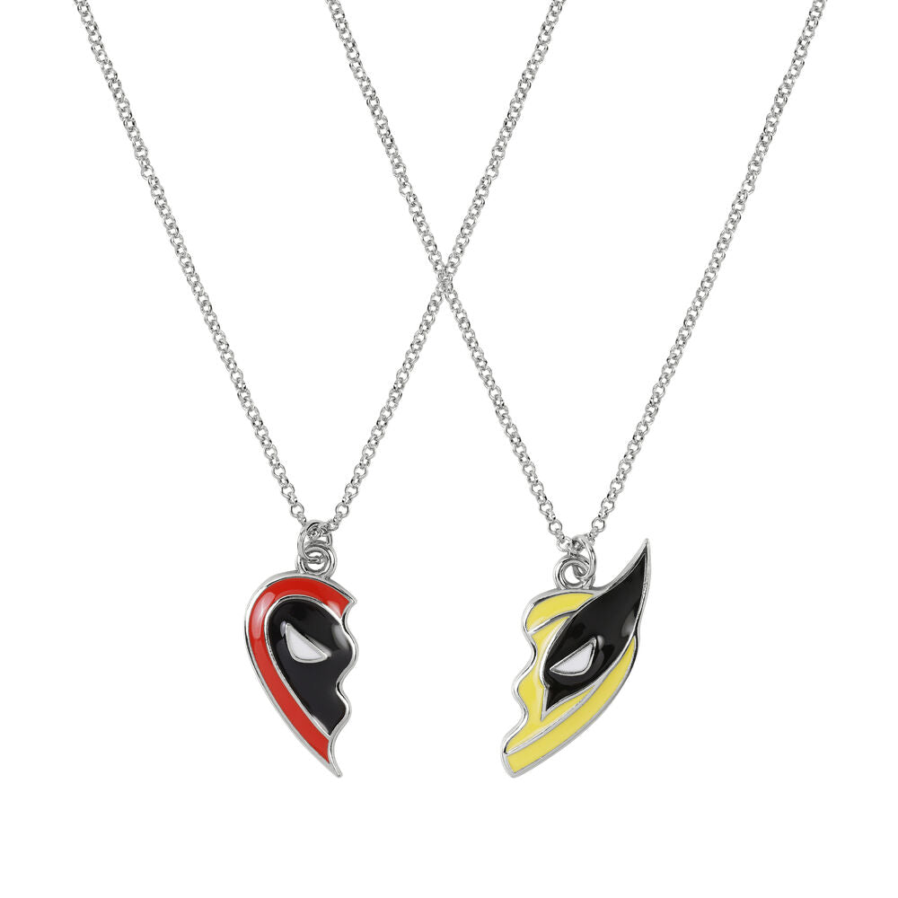 Conjunto com 2 pendentes do Deadpool e do Wolverine da Marvel