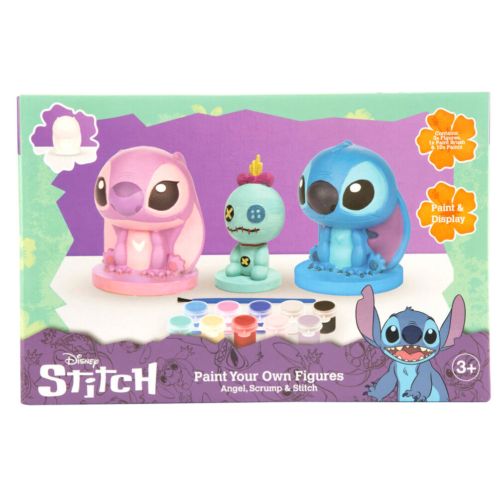 Conjunto de 3 figuras de gesso para pintar - Stitch da Disney