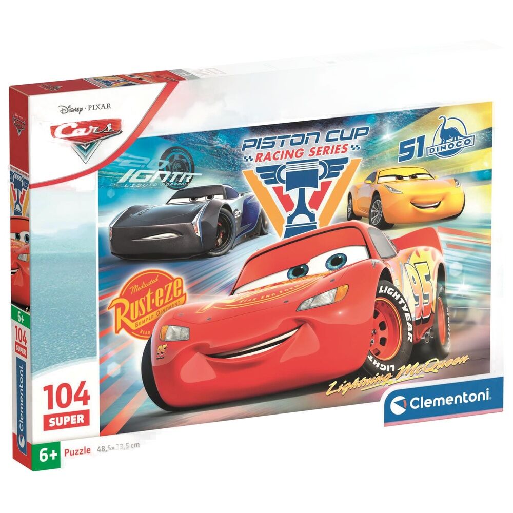Puzzle Super Cars Disney Pixar com 104 peças