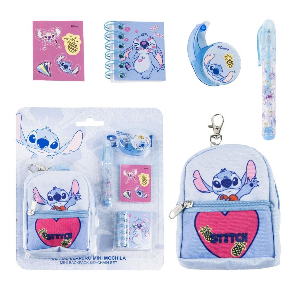 Conjunto de artigos de papelaria em miniatura da Stitch Disney