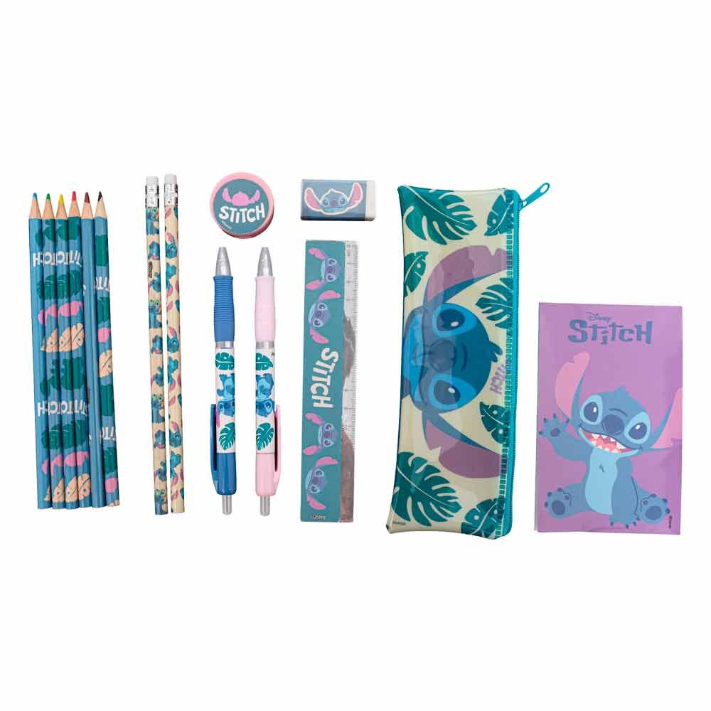 Conjunto de papelaria Stitch Disney, 14 peças