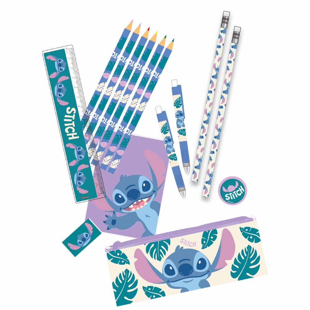 Conjunto de papelaria Stitch Disney, 14 peças