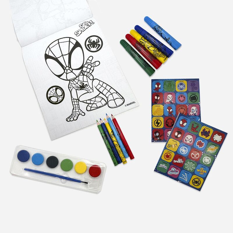 Conjunto de artigos de papelaria para colorir com mochila Spidey