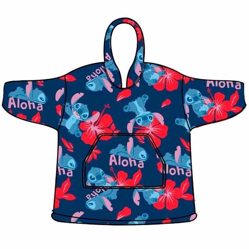 Poncho Stitch coral tamanho adulto
