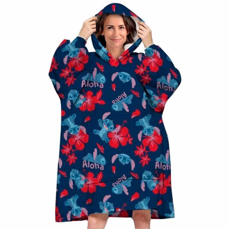 Poncho Stitch coral tamanho adulto