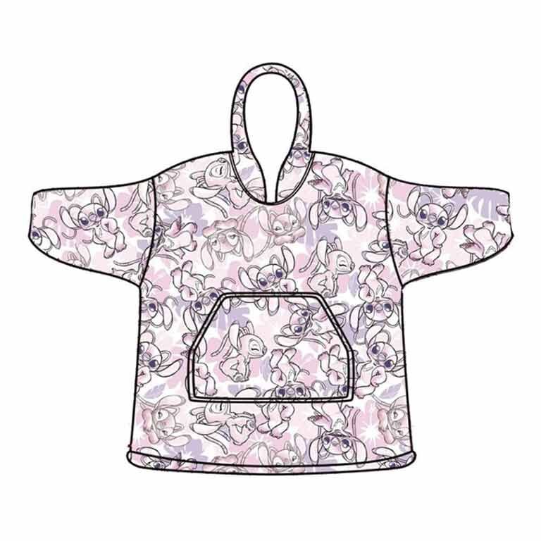 Poncho Stitch coral tamanho adulto