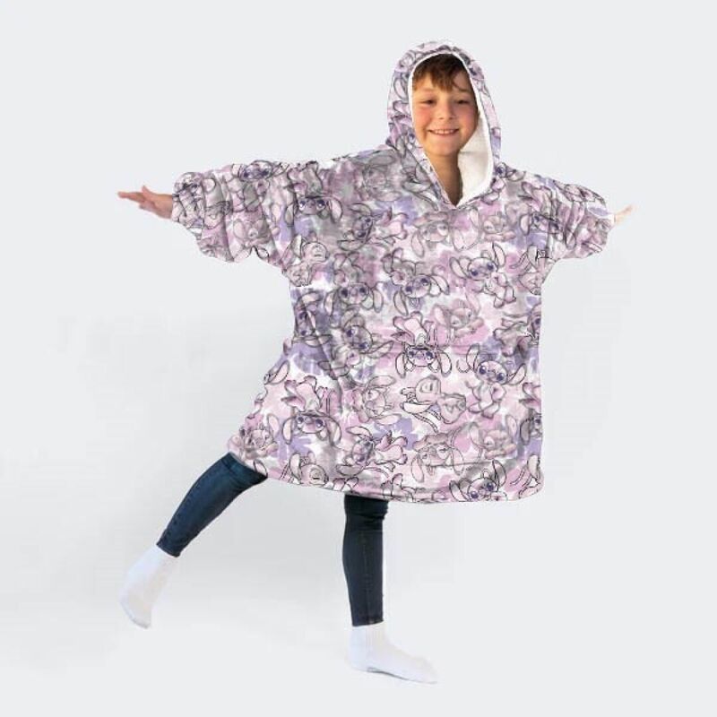 Poncho Stitch coral tamanho infantil